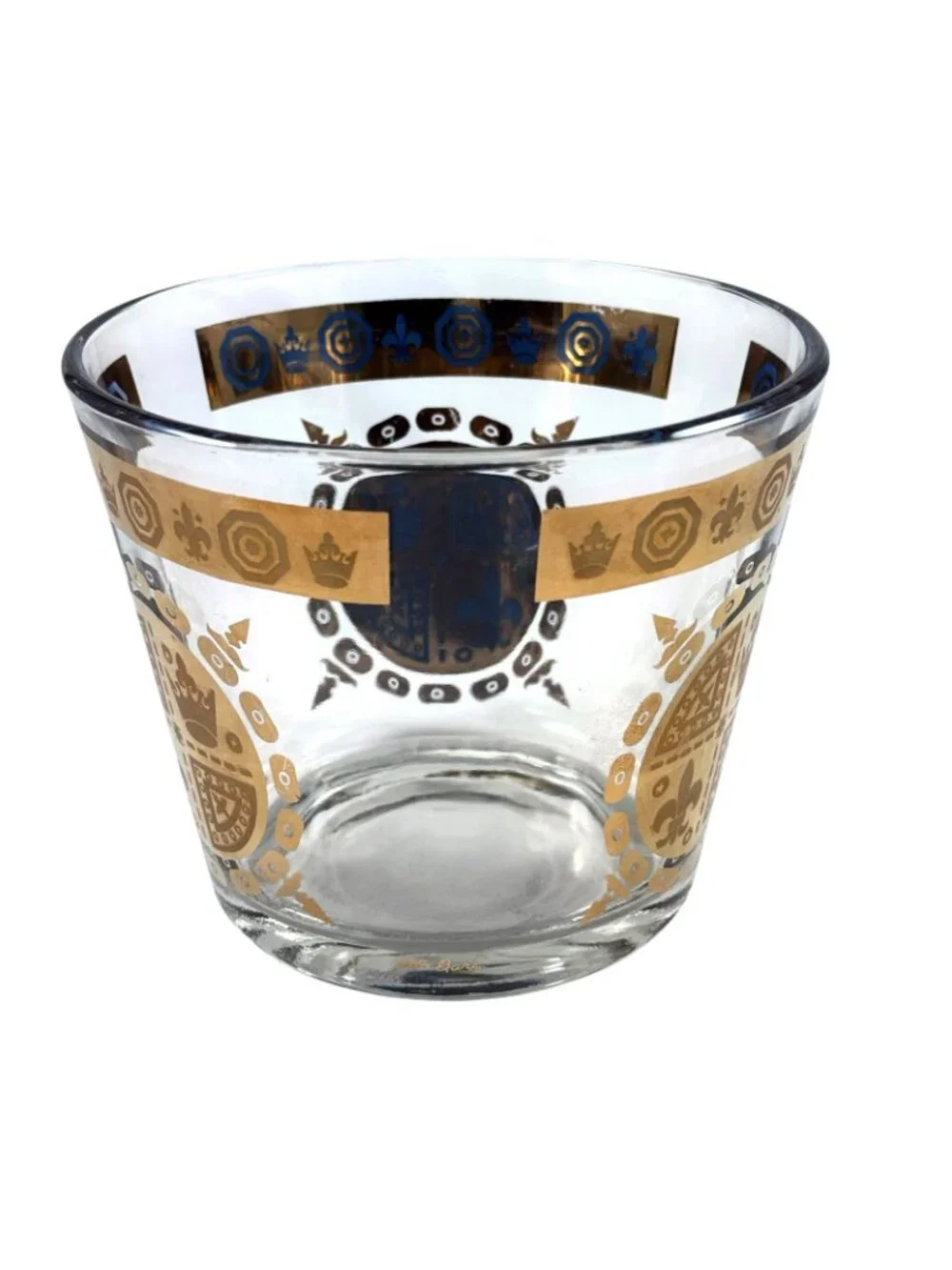 Vito Bari Glass Ice Bucket 22K Gold Mid Century Modern MCM Vintage 1950s